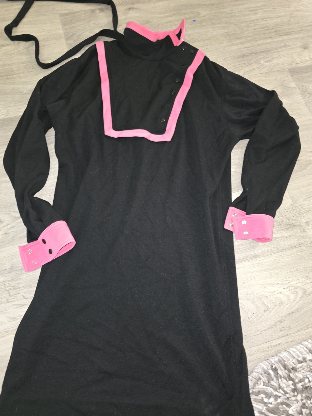 Vintage Emanuel Ungaro Black Dress with Bright Pink Trim